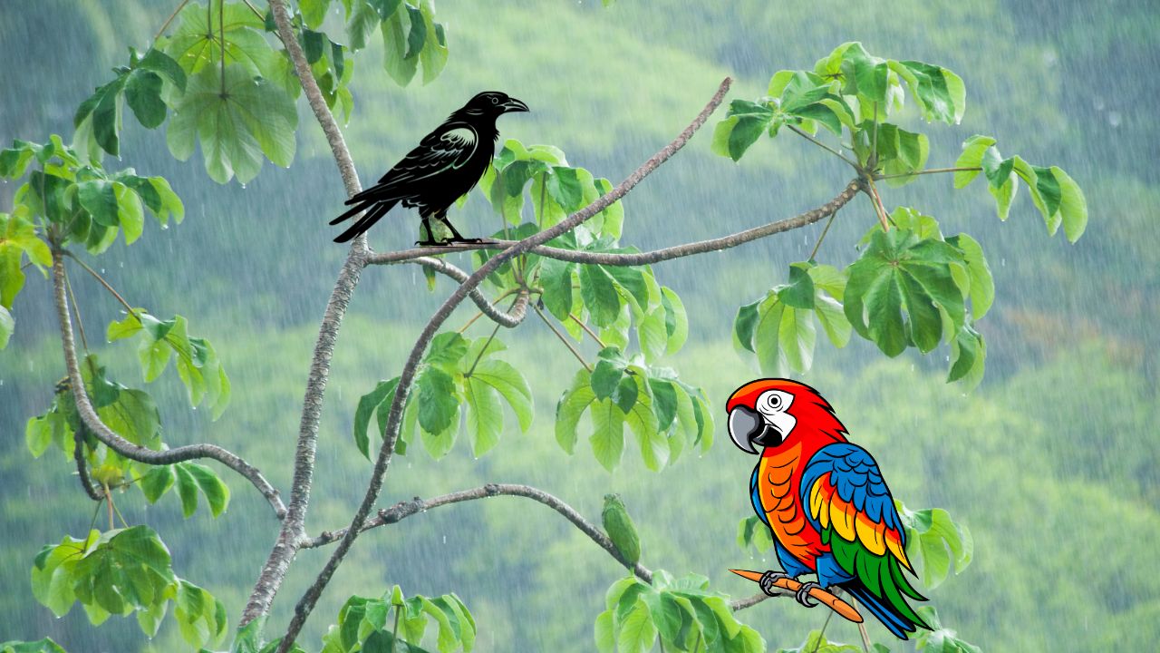 crow and parrot